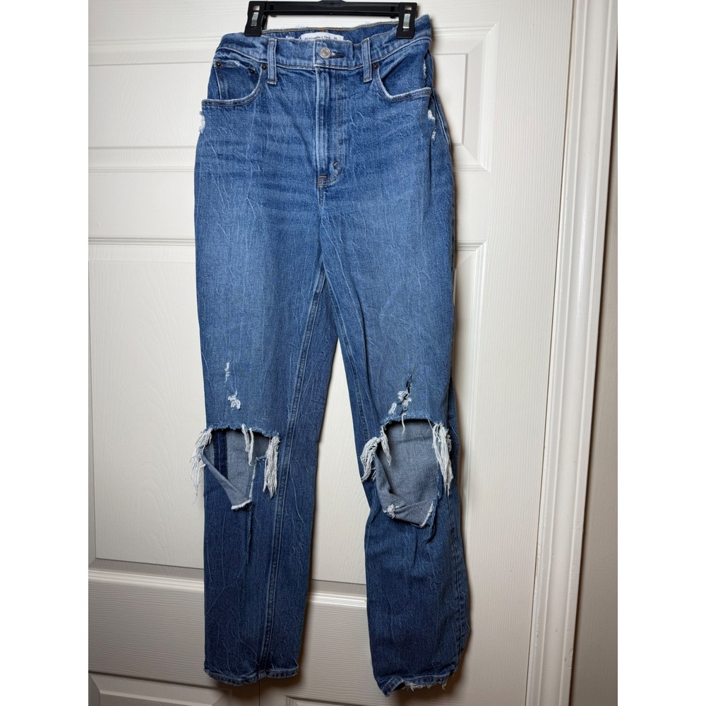 Abercrombie & Fitch Women's Curvy Love 90's Straight Ultra High Rise Denim Jeans
